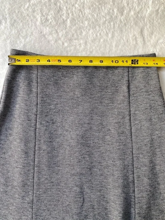 M.M.LaFleur Grey Houndstooth A-Line Midi Skirt Size 4 Virgin Wool Blend Italy - Picture 2 of 6